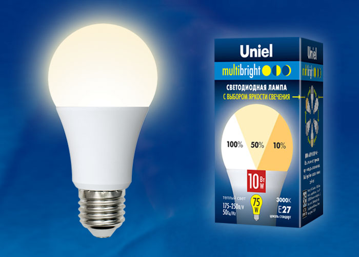  LED - Multibright dim A60-FR-10W-230V-E27-3000K "Uniel" (10/100)