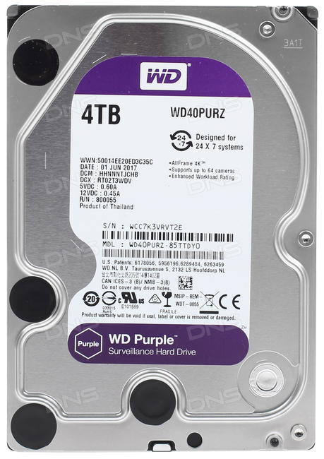 WD40PURZ    WD Purple   HDD, SATA III, 3.5  4 